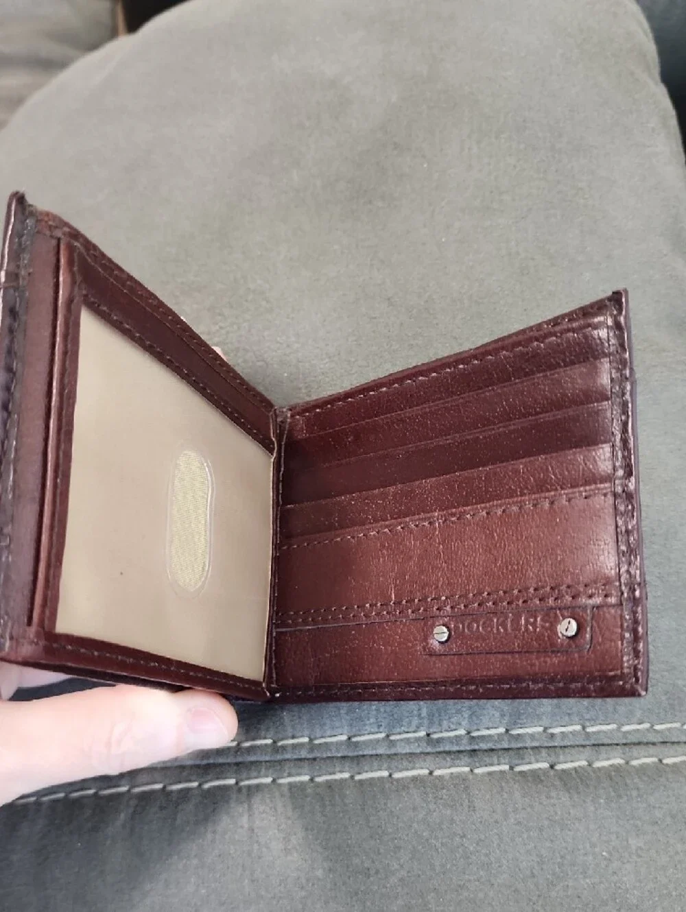 Dockers Genuine Leather Bifold Wallet Brown ID Window